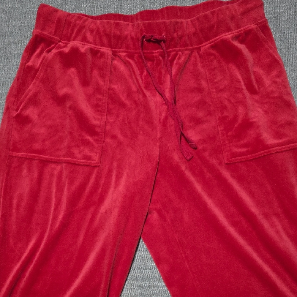 Red Velour 2 Pc Track Suit Large